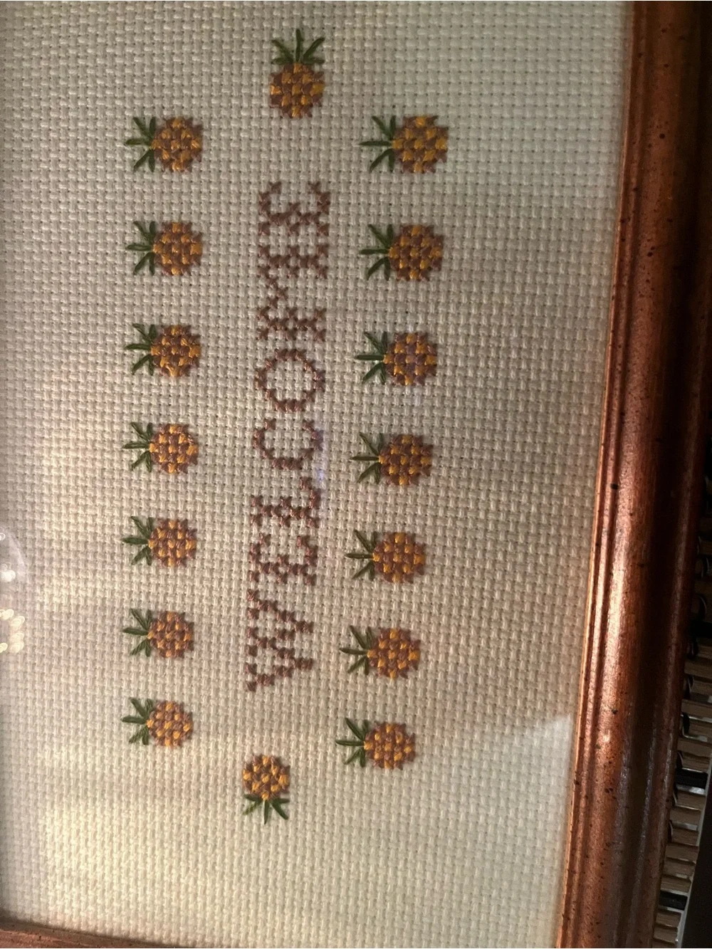 Vintage Cross-Stitch pineapple Wall Art